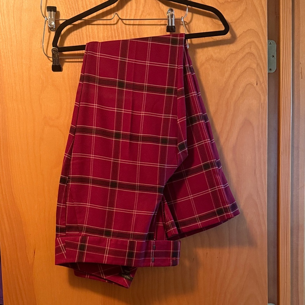 Ann Taylor Factory Burgundy Plaid Pants
